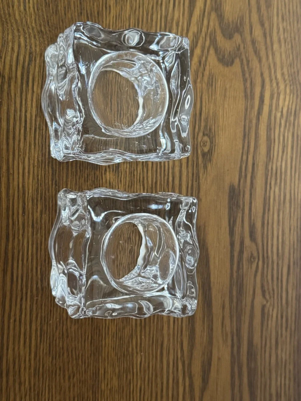 Vintage PartyLite "Glacier" Ice Cube Glass Tealight Holders - Set of 2 - EUC - Picture 5 of 5